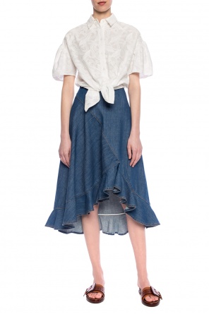 Asymmetrical denim skirt with a ruffle, zdjęcie 2 Asymmetrical denim skirt with a ruffle od Kenzo